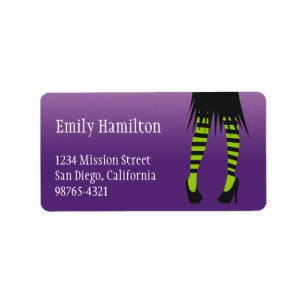 Fashion witch costume stripe leg Halloween address Label
