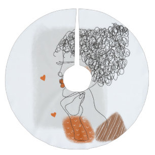 Fashion Woman: Graphic Black Lines Brushed Polyester Tree Skirt