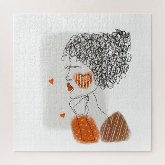 Fashion Woman: Graphic Black Lines Jigsaw Puzzle