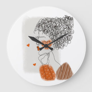 Fashion Woman: Graphic Black Lines Large Clock