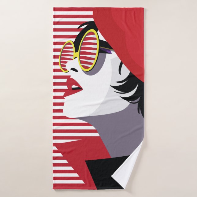 Fashion woman in style pop art. bath towel (Bath Towel)