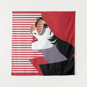 Fashion woman in style pop art. tapestry