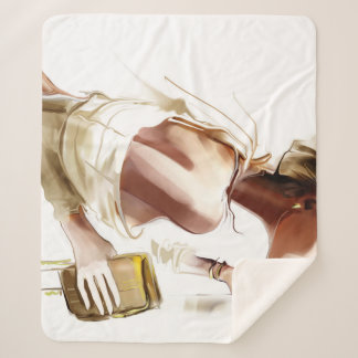 Fashion Woman: Stylish Contemporary Portrait. Sherpa Blanket