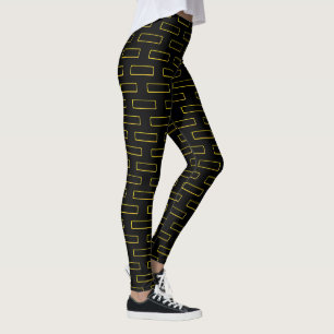 Fashion Yellow Rectangle Pattern Leggings