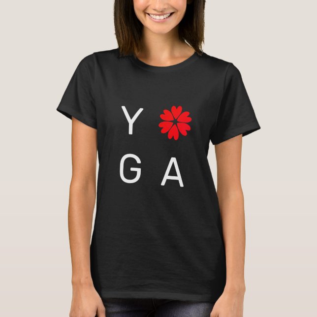 Fashion Yoga Heart Flower T-Shirt (Front)