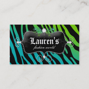 Fashion Zebra Jewellery Modern Blue Green Business Card