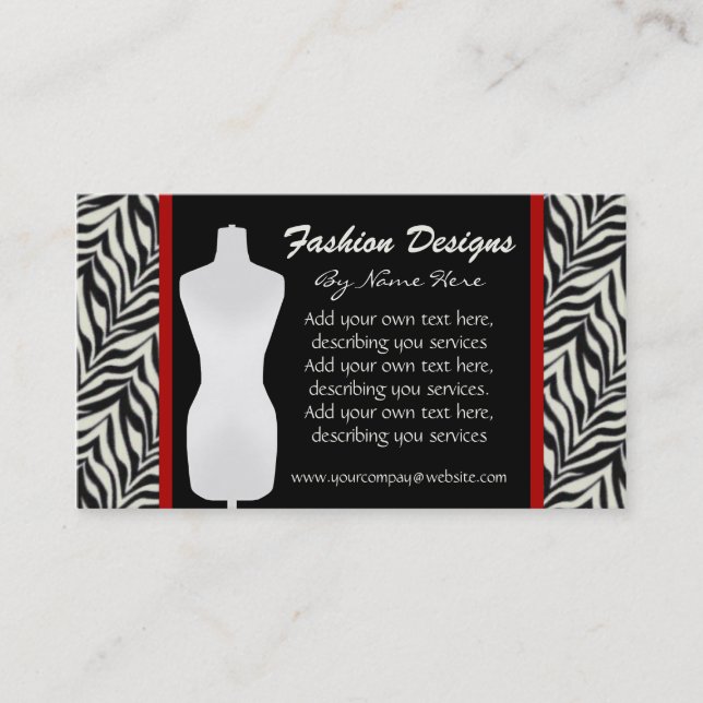 Fashion Zebra Print Business Card (Front)