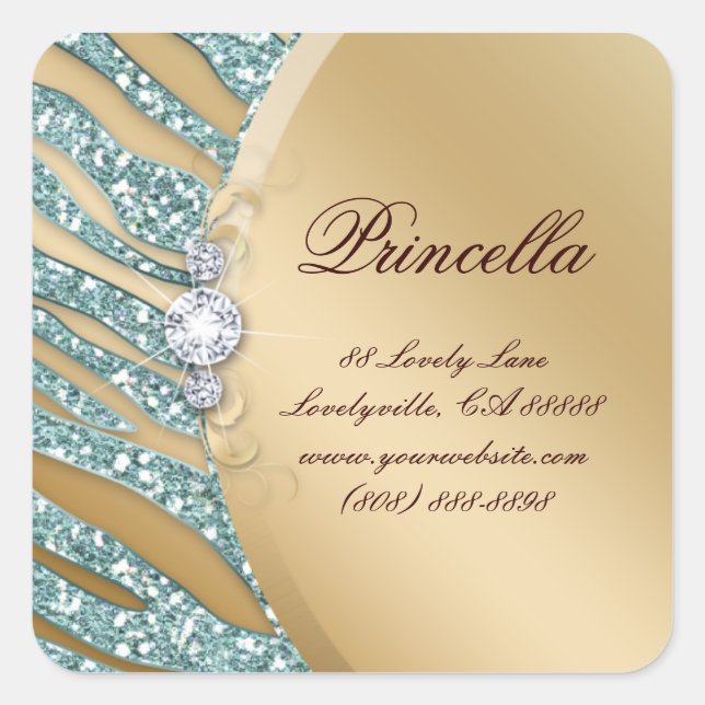 Fashion Zebra Sticker Jewellery Sparkle Pink Gold  (Front)