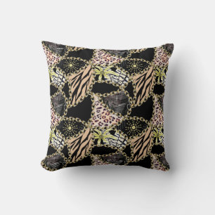 Fashionable, abstract, chains, tiger skin. cushion