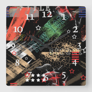 Fashionable abstract grunge square wall clock
