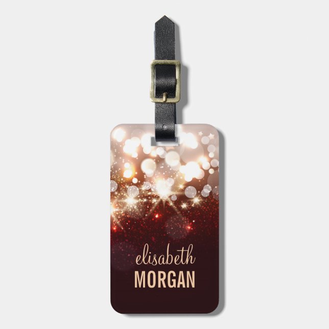 Fashionable and Stylish Gold Glitter Sparkle Luggage Tag (Front Vertical)