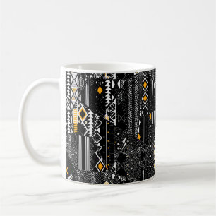 Fashionable and trendy collage seamless pattern w coffee mug