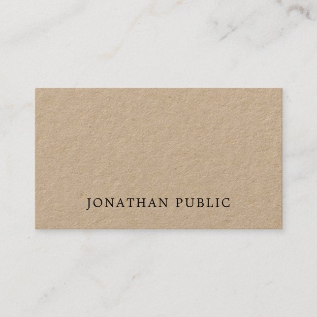 Fashionable Attractive Unique Plain Premium Kraft Business Card (Front)