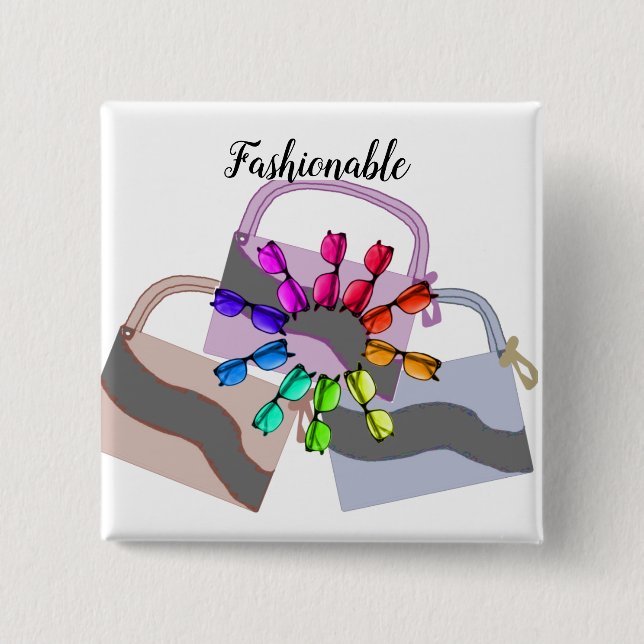 Fashionable Bags and Glasses Button (Front)