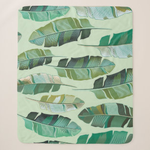 Fashionable Banana Plants Tropical Illustration Sherpa Blanket