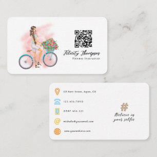 Fashionable Bicycle Girl QR Code Business Card