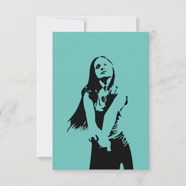 Fashionable Black Dancing Girl Silhouette Card (Front)