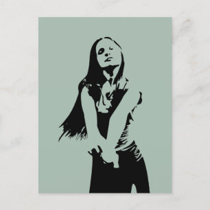 Fashionable Black Dancing Girl Silhouette Postcard