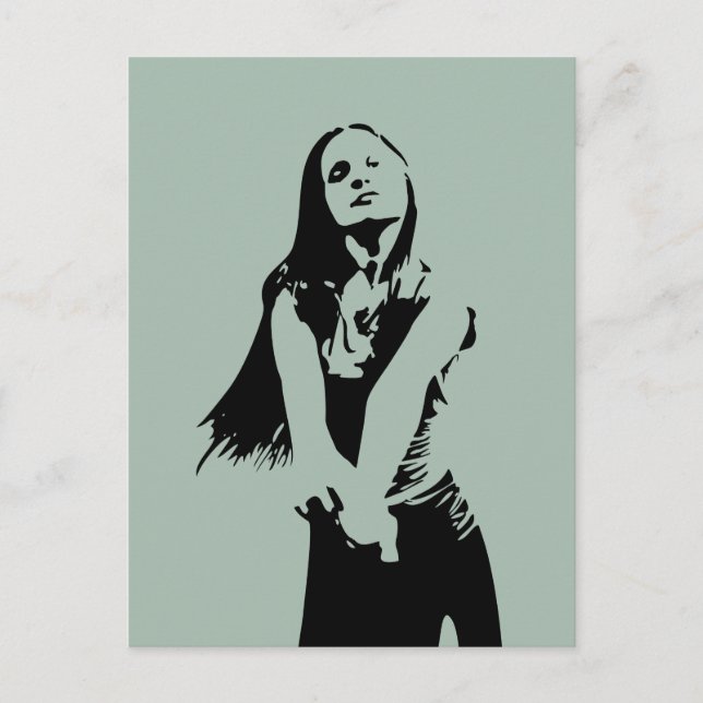 Fashionable Black Dancing Girl Silhouette Postcard (Front)