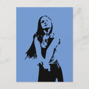 Fashionable Black Dancing Girl Silhouette Postcard