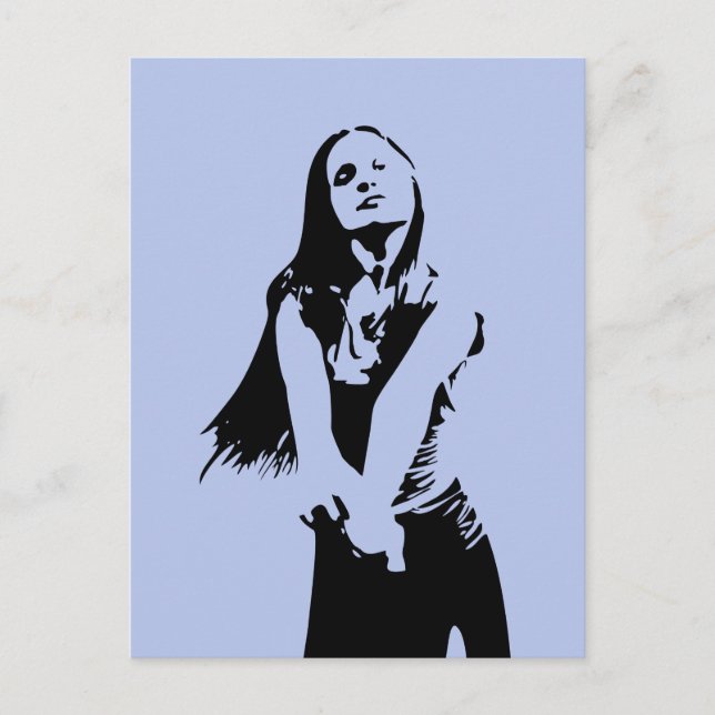 Fashionable Black Dancing Girl Silhouette Postcard (Front)