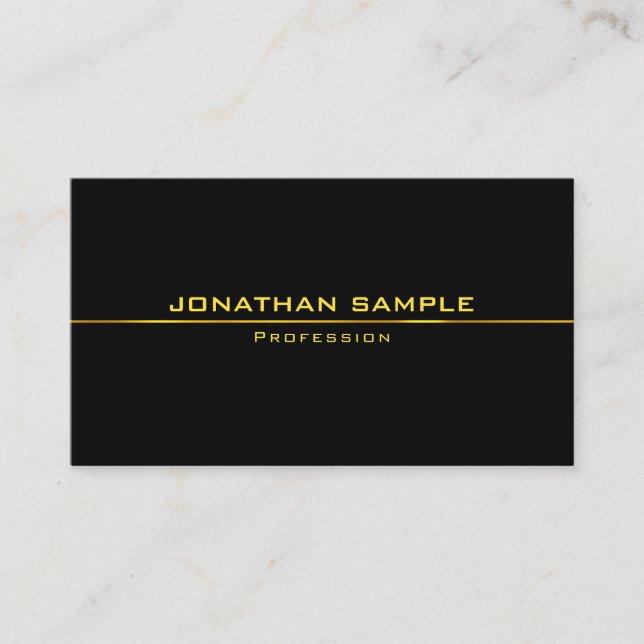 Fashionable Black Gold Modern Professional Sleek Business Card (Front)