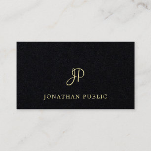 Fashionable Black Gold Text Font Monogram Unique Business Card
