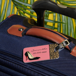 Fashionable Black Silettos Personalised Luggage Tag