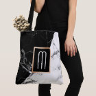 Fashionable Black White Marble Texture Monogram
