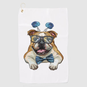 Fashionable Bulldog hipster Bath Towel