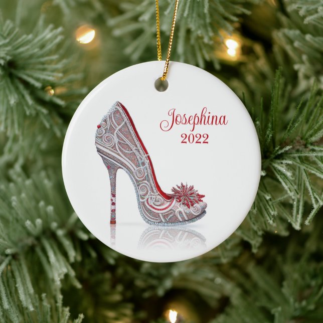 Fashionable Christmas Stiletto High Heel Shoe Cera Ceramic Tree Decoration (Tree)