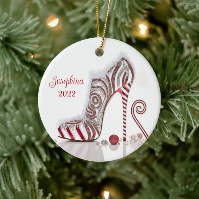 Fashionable Christmas Stiletto High Heel Shoe Ceramic Tree Decoration (Tree)