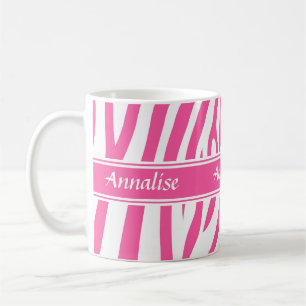 Fashionable customisable Pink white zebra pattern Coffee Mug