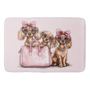 Fashionable Dachshund Dogs Pink Purse Bath Mat
