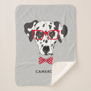 Fashionable Dalmatian   Add Your Name Sherpa Blanket