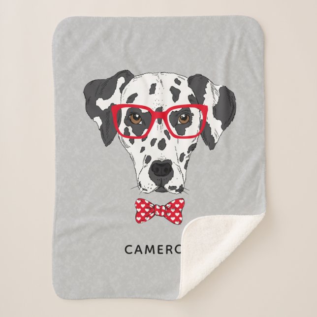 Fashionable Dalmatian | Add Your Name Sherpa Blanket (Front)