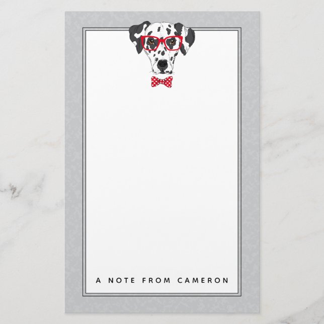 Fashionable Dalmatian | Add Your Name Stationery (Front)