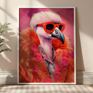 Fashionable Flamingo Funky Art Print