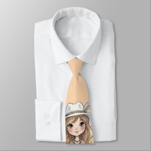 Fashionable girl strolling with her cat tie