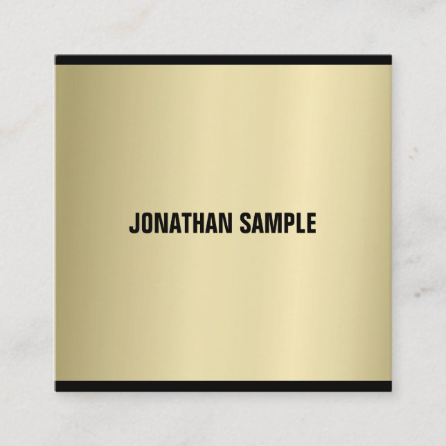 Fashionable Glamour Gold Look Professional Luxury Square Business Card (Front)