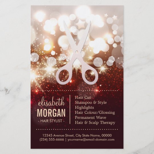 Fashionable Hair Stylist Gold Glitter Sparkle Flyer Zazzle Co Uk