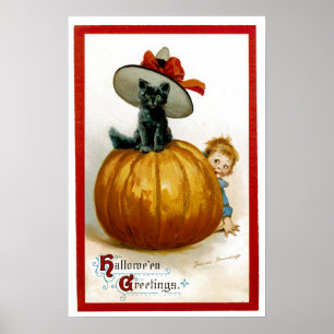 Fashionable Halloween Kitty Poster
