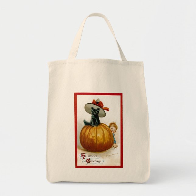 Fashionable Halloween Kitty Tote Bag (Front)
