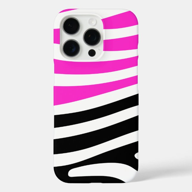 Fashionable Hot Pink and Black Zebra Print Case-Mate iPhone Case (Back)