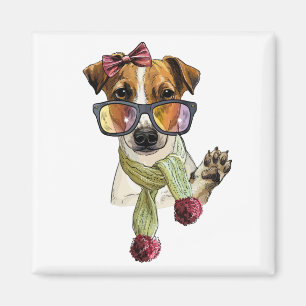 Fashionable jack russell terrier hipster magnet