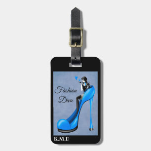 Fashionable Lady in Blue Stiletto  Luggage Tag