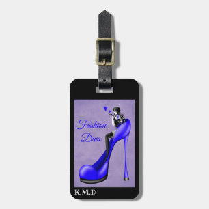Fashionable Lady in Blue Stiletto  Luggage Tag