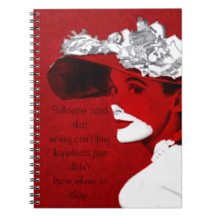 Fashionable Lady In Red Notebook