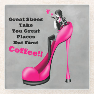 Fashionable Lady in Stiletto Glass Coaster