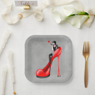 Fashionable Lady in Stiletto Paper Plate